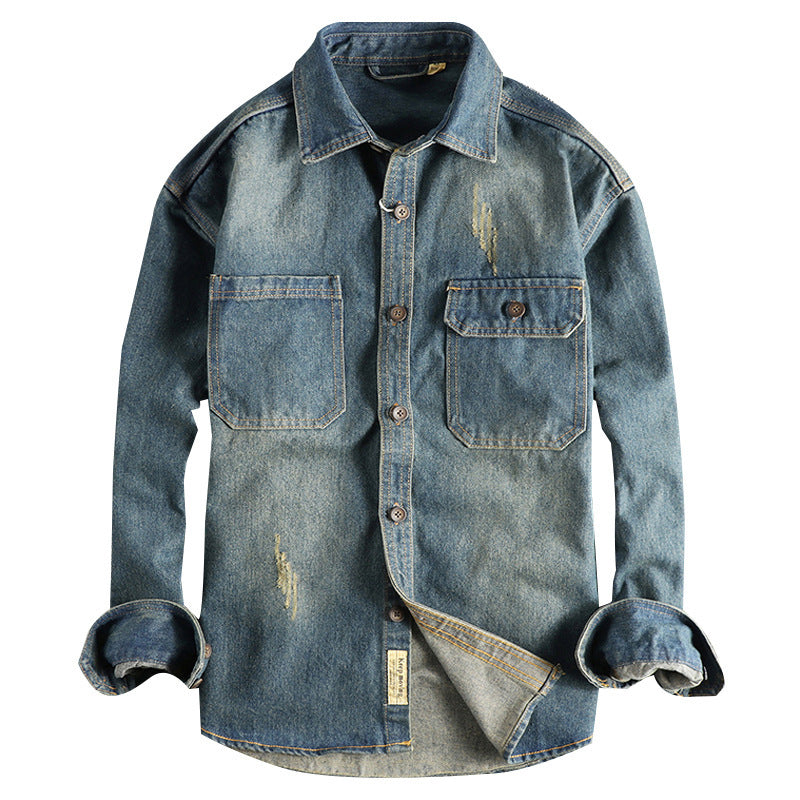 Washed Vintage Denim Shirt For Men