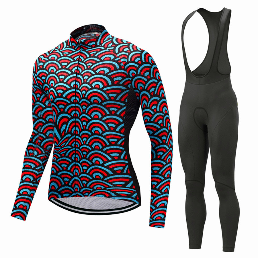 Autumn And Winter Cycling Clothes Men's Long-sleeved Fleece Suspenders Trousers