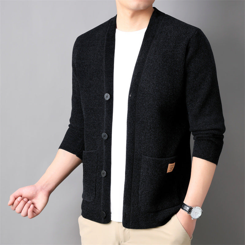 Korean Style Trendy Business Casual Autumn And Winter New Men's Outerwear Corduroy Sweater Coat