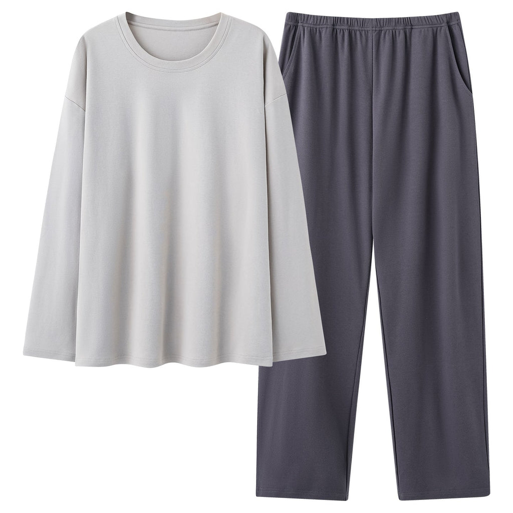 Mens 100 Cotton Pajama Set With Long-sleeve Top And Long Pants