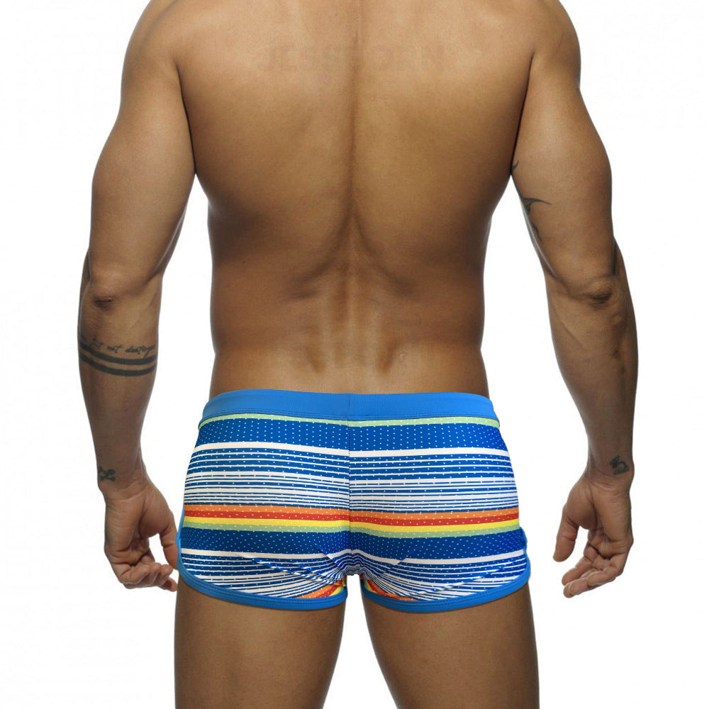 Side slit flat angle swim trunks men's large bag