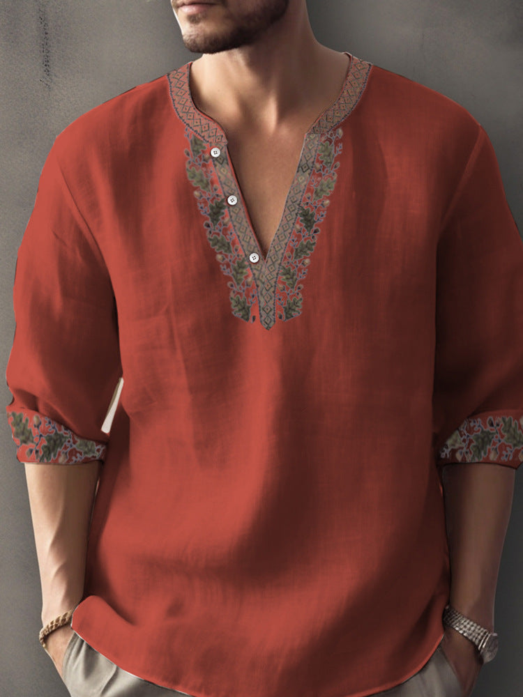 3D Digital Printing Bamboo Linen Long Sleeve European And American