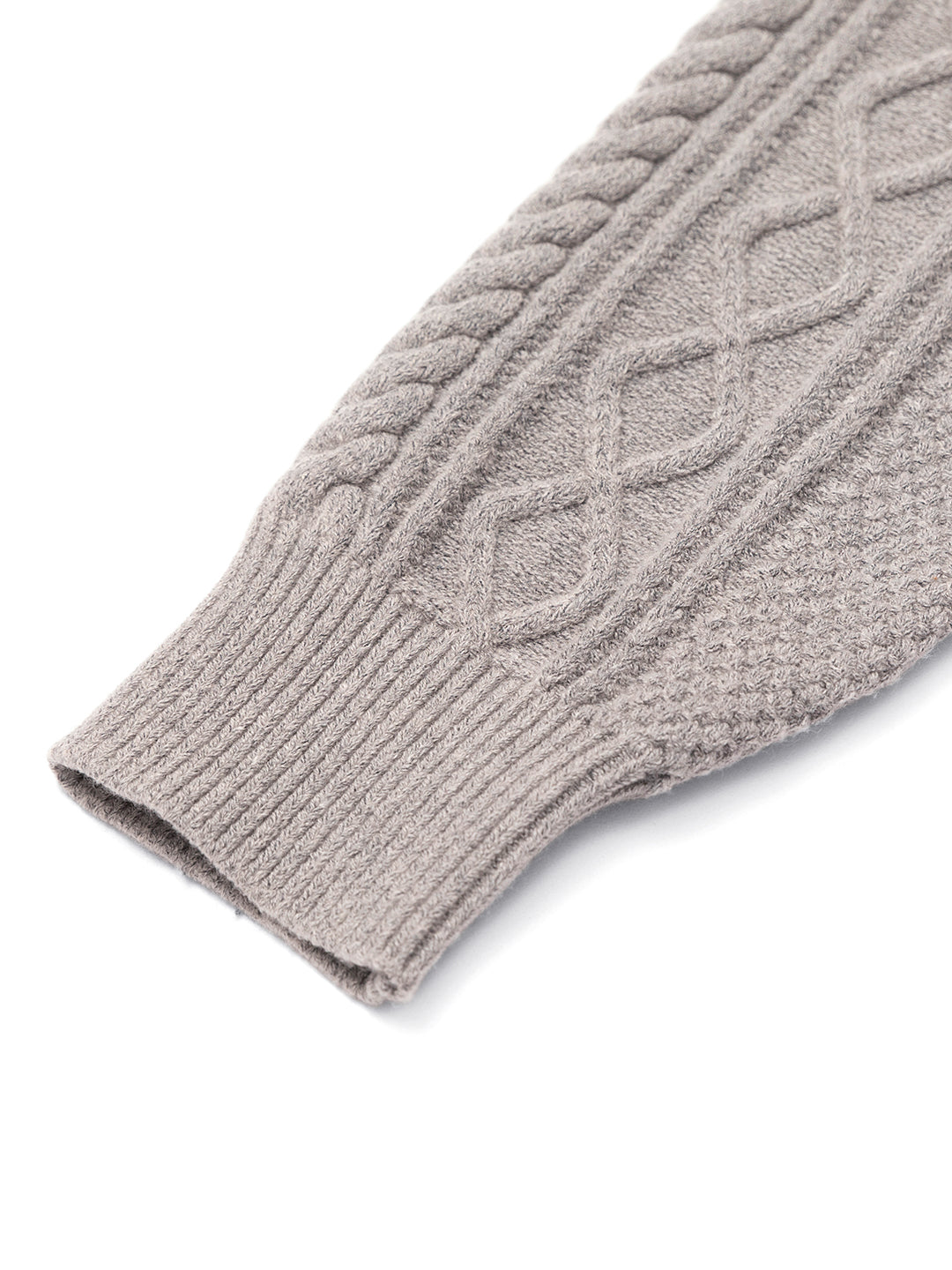 Winter Acrylic Cotton Blend Crew Neck 3D Diamond Cable Sweater