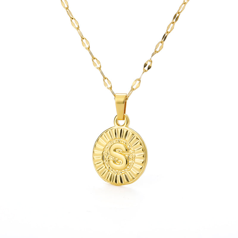 English Alphabet Disc Necklace Men and women