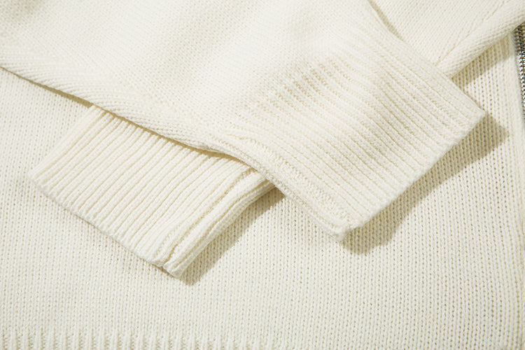 Men's High Street Niche Design Two-way Zipper Patchwork Round Neck Sweater