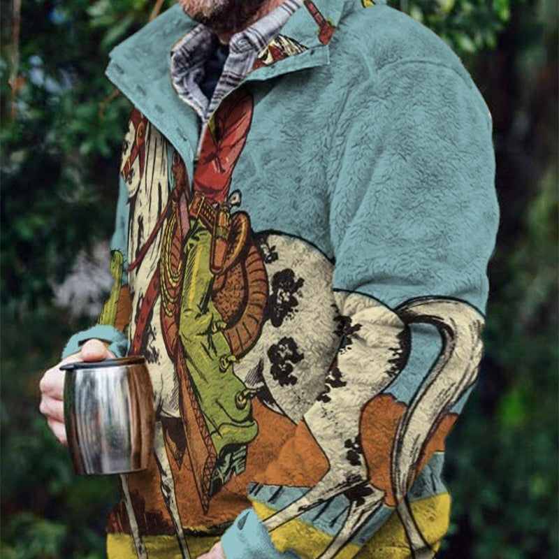 Autumn And Winter Casual Button Pocket Flannel Plush Men's Sweater