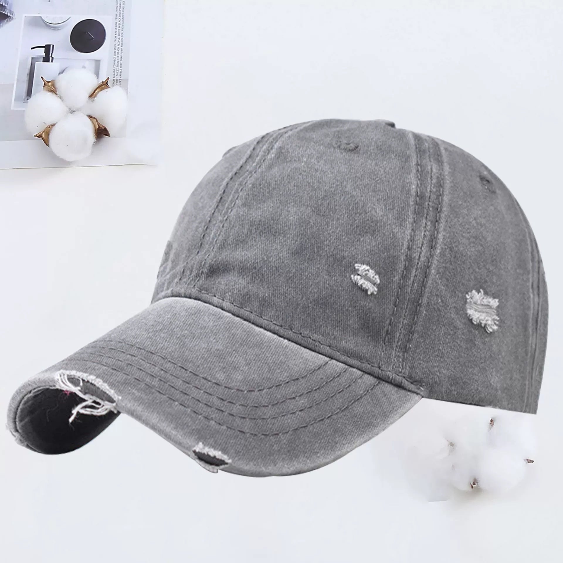 Outdoor Embroidered Printed Washed Hole Baseball Cap