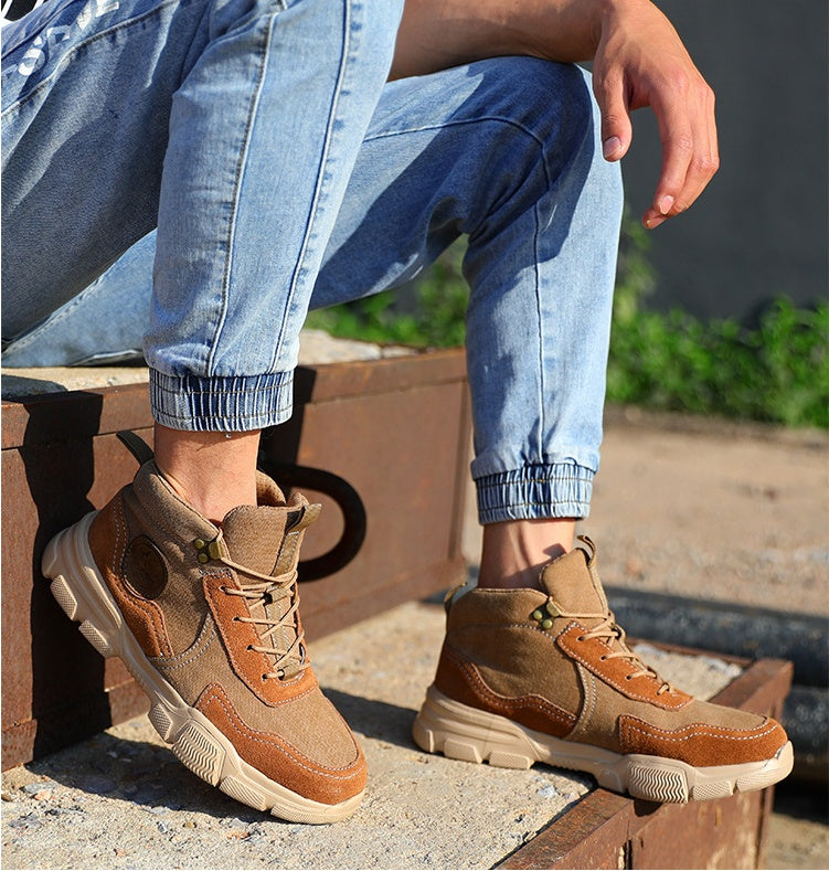 Casual Labor Insurance Men's Steel Breathable Comfortable High-top Safe Work Protective Shoes