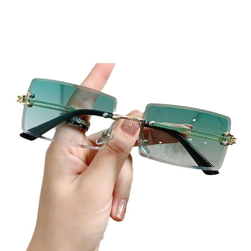 Frameless Trimming Sunglasses Fashion Ocean Lens