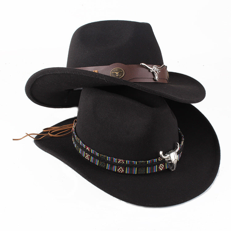 European And American Style Woolen Cowboy Hat Men's Lady Couple Ethnic Style Curling