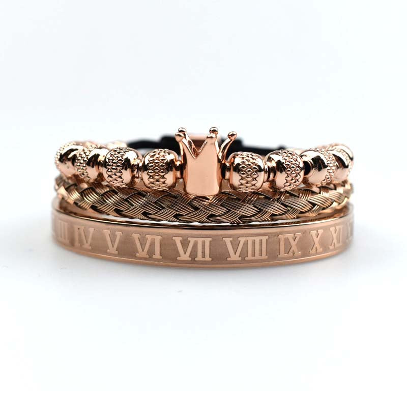 Luxury Roman Royal Crown Charm Bracelet Men