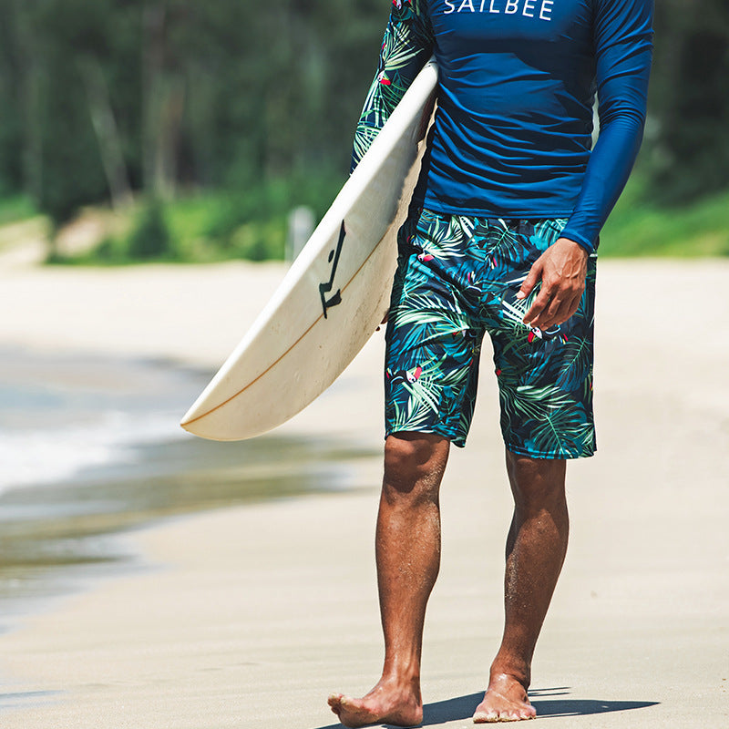 Men's Quick-drying Split Printing Long Sleeve Shorts