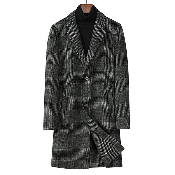 Men's Plaid Double-sided Woolen trench Coat