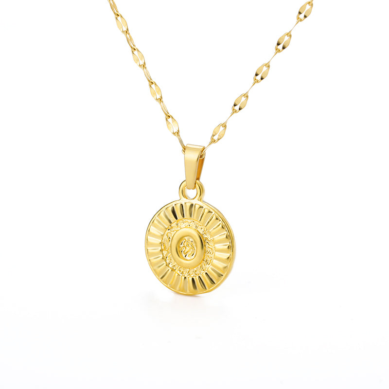 English Alphabet Disc Necklace Men and women