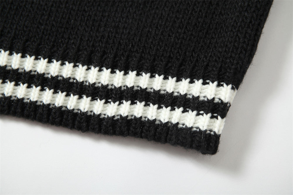 Contrast Color Round Neck Long Sleeve Sweater