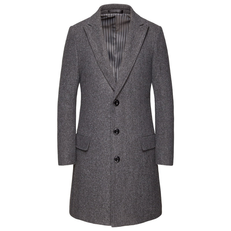 Men's Medium Length Woolen Coat