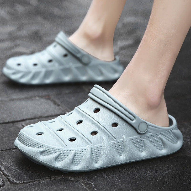 Couple Sandals And Slippers Baotou Hollow, Breathable, Lightweight Casual Two-wear Beach Shoes Hole Shoes