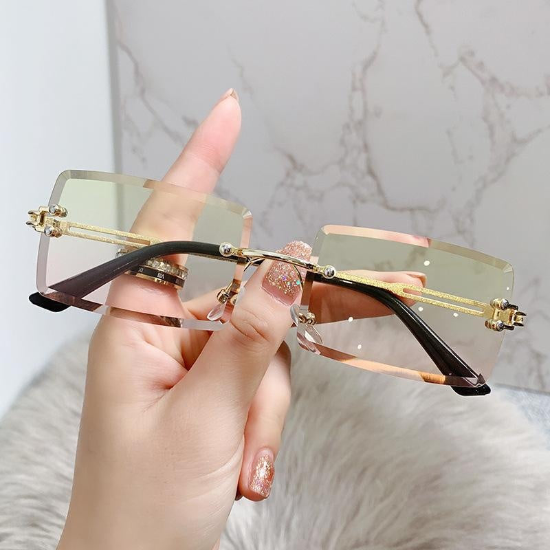 Frameless Trimming Sunglasses Fashion Ocean Lens