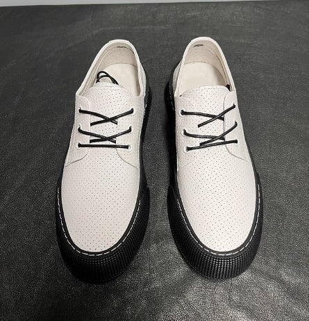 Breathable Comfortable Casual Shoes Soft Leather White Shoes