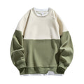 Trendy Contrast Color Matching Fake Two-piece Round Neck Sweater