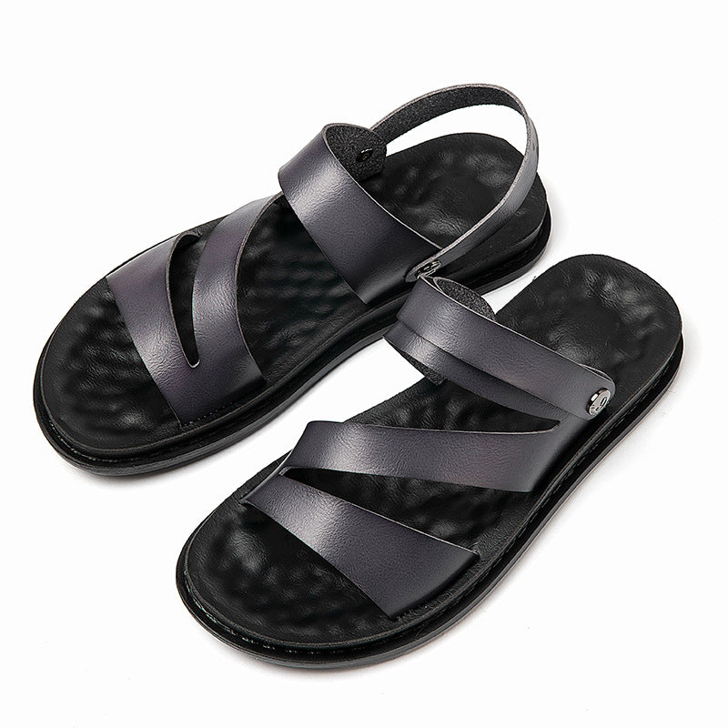 Men's Fashion Casual Outdoor Driving Dual-purpose Leather Beach Sandals