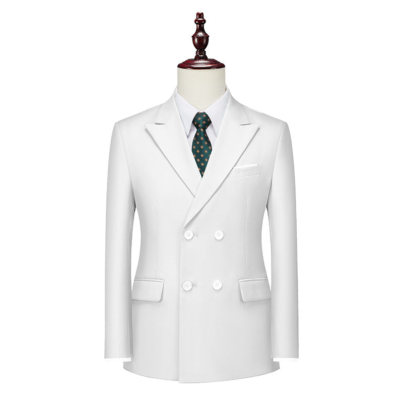 Men's Business Casual Double-breasted Suit Jacket Fashion Solid Color Coat