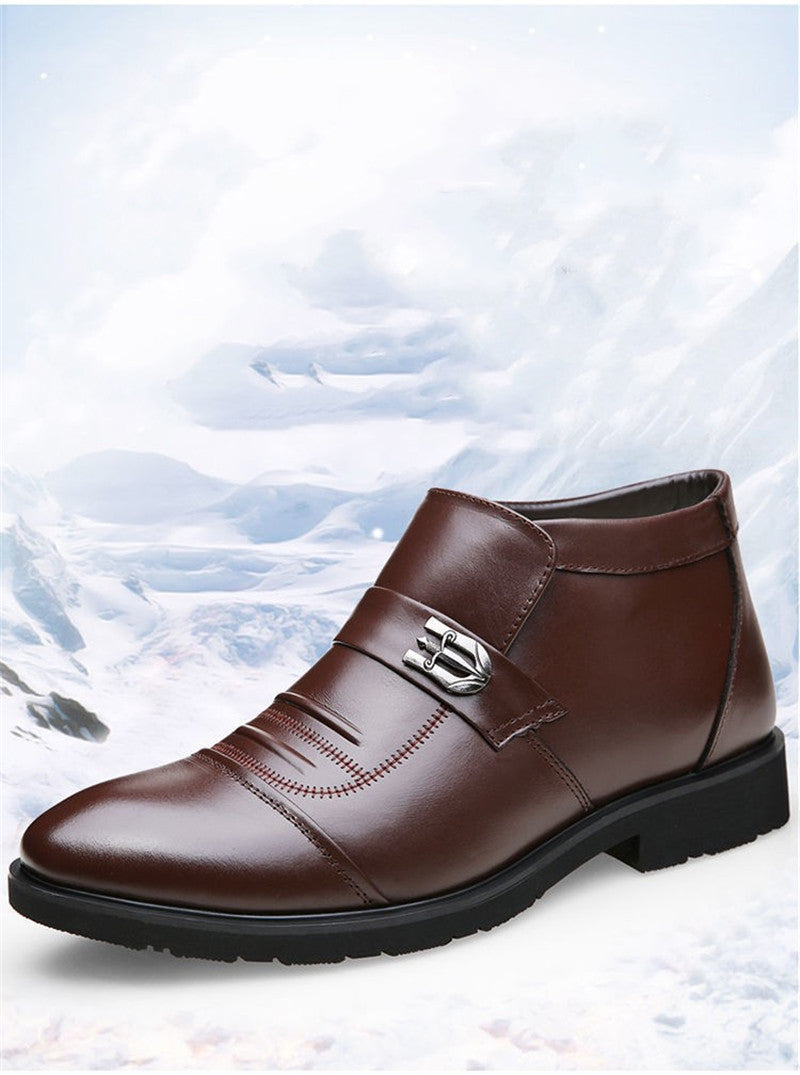 Solid Color Flat Heel High-top Winter Leisure Set Foot Round Head