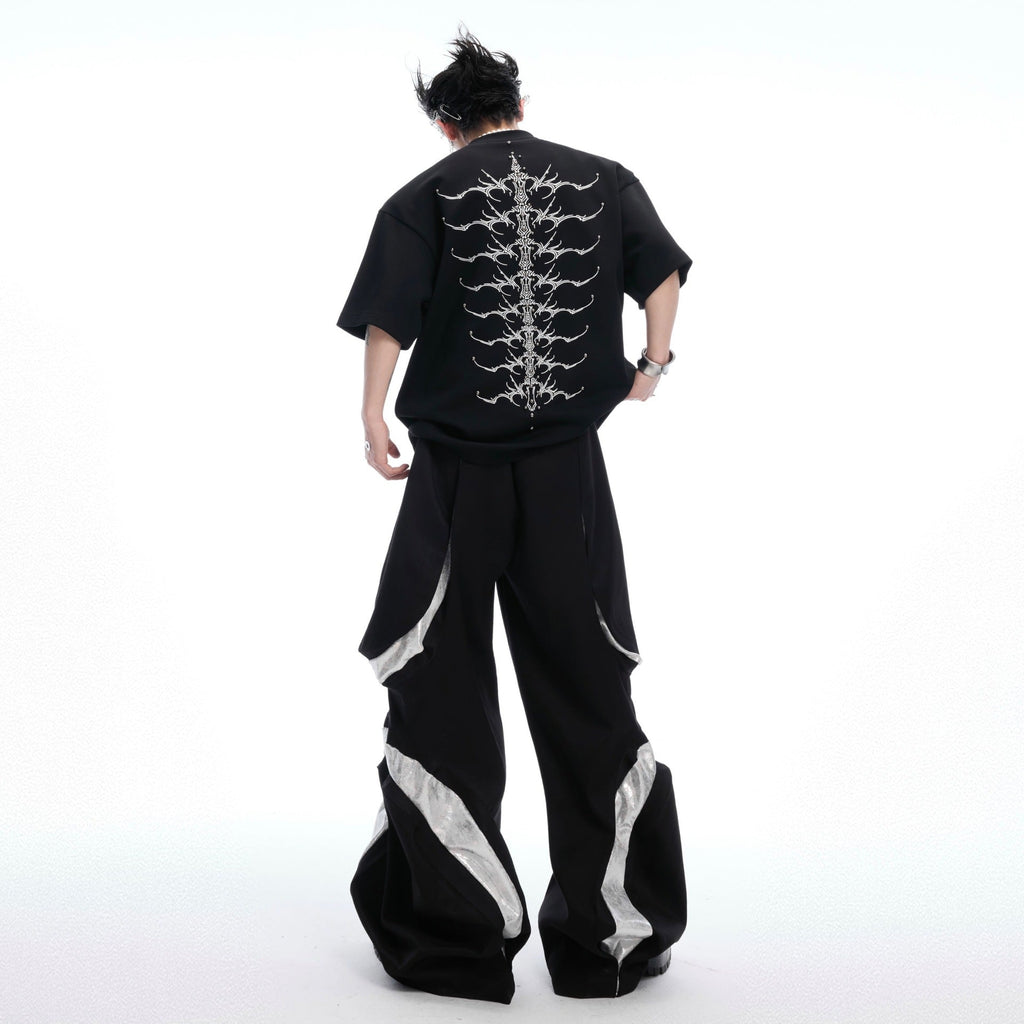 Snake Pupil Backbone Heavy Rivet Backbone Embroidered Short Sleeve Men