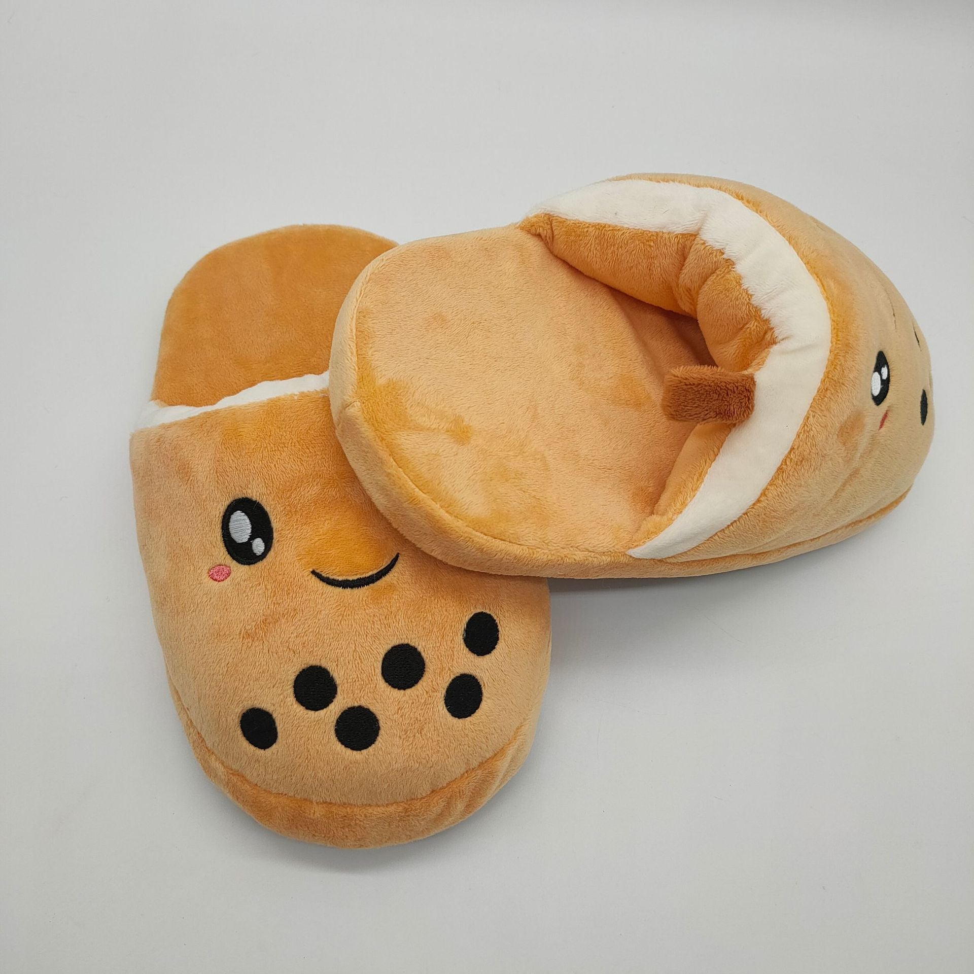 Simulation Milk Tea Plush Slippers Cute And Funny Pearl