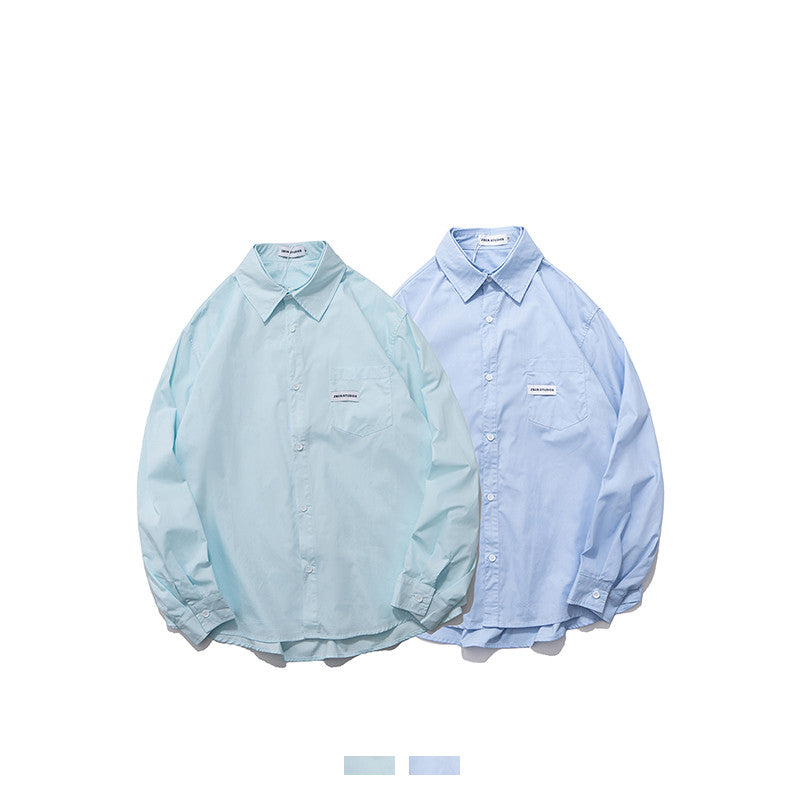 Casual Fake Two-Piece Long-Sleeved Shirt For Men And Women Loose Double Layer