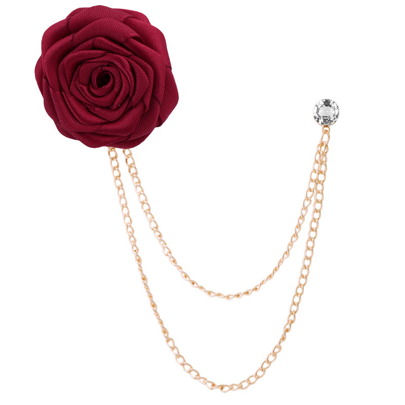 Handmade Rose Brooch Tassel for Suit