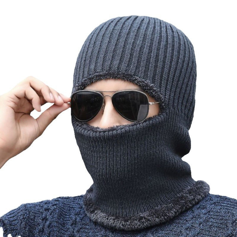 Hat Men's Winter One-piece Knitted Hat Pullover Mask Integrated
