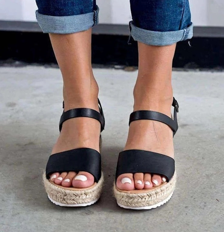 Hemp rope heel sandals