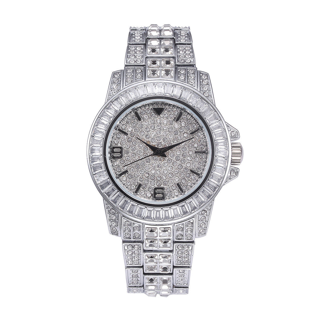 Stainless steel waterproof full diamond watch