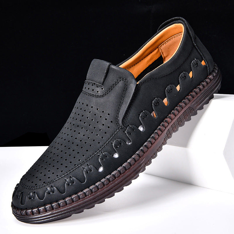 Men's Outdoor Casual Shoes Slip-on Flat Handmade Leather Shoes