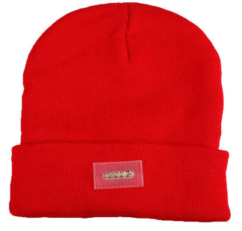 LED Headlamp Glowing Knit Warm Hat With A Flashlight For Camping Night Climbing