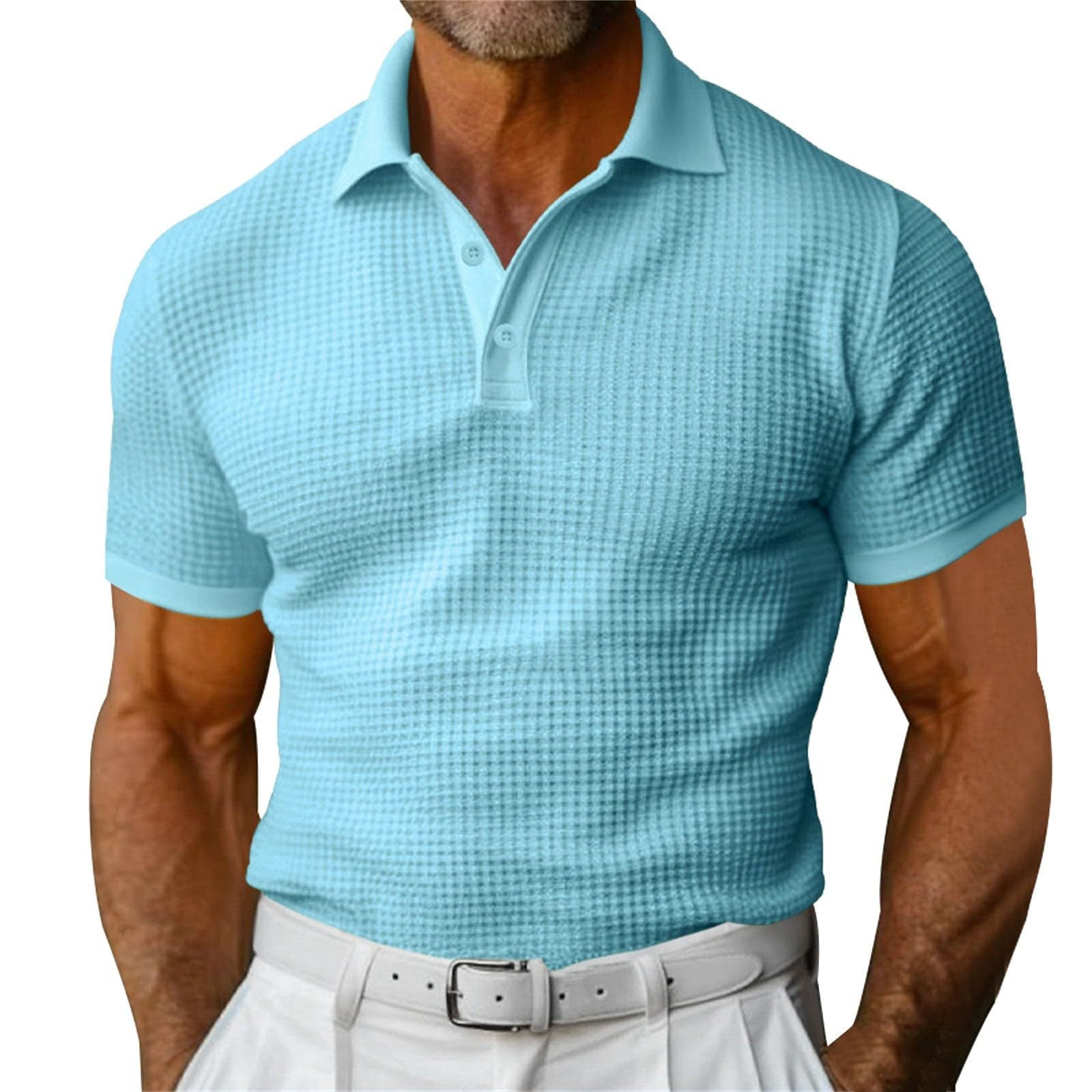 Waffle Short Sleeve Polo Shirt Men's