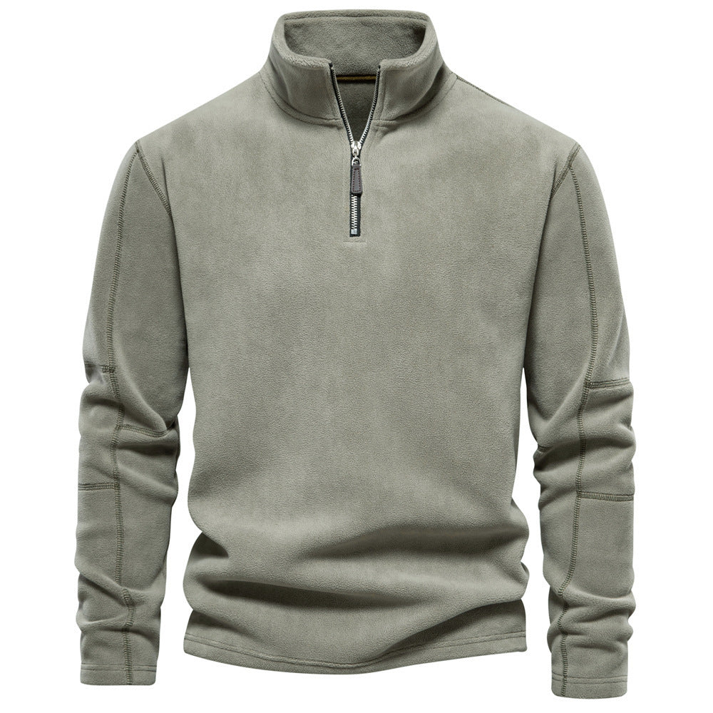 Men's Autumn And Winter New Stand Collar Half Zip Long-sleeved Sweater