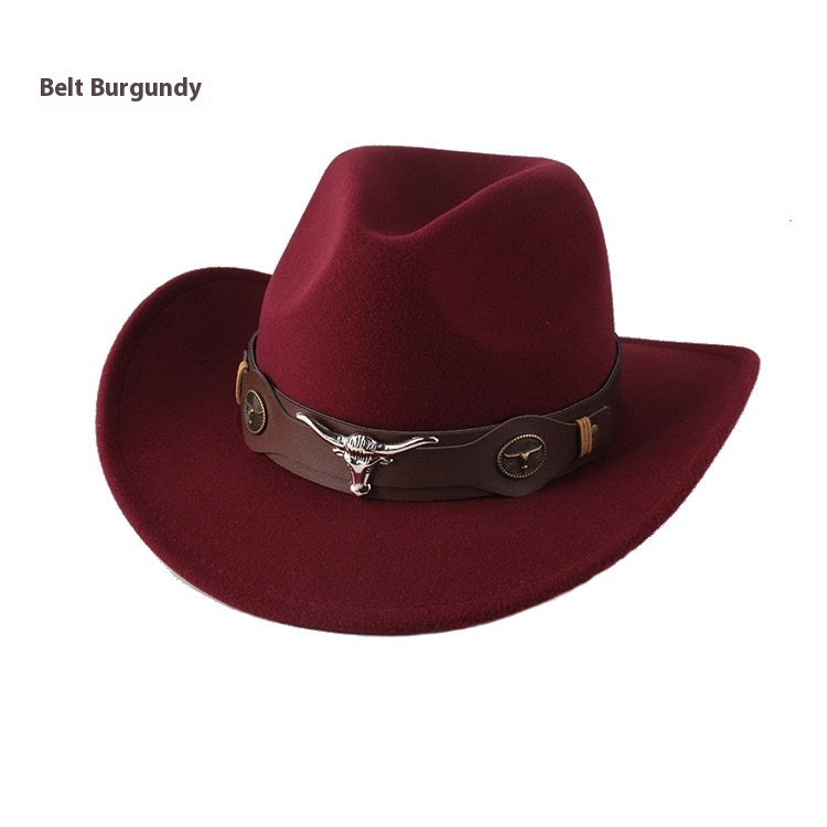 European And American Style Woolen Cowboy Hat Men's Lady Couple Ethnic Style Curling