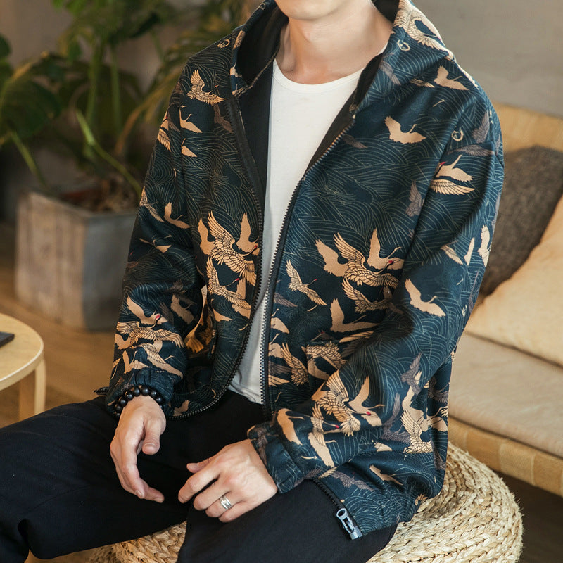 Floral hooded jacket men