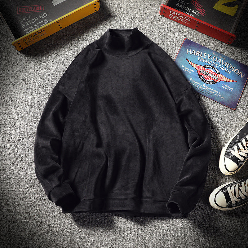 Gold Velvet Half Turtleneck Sweater men