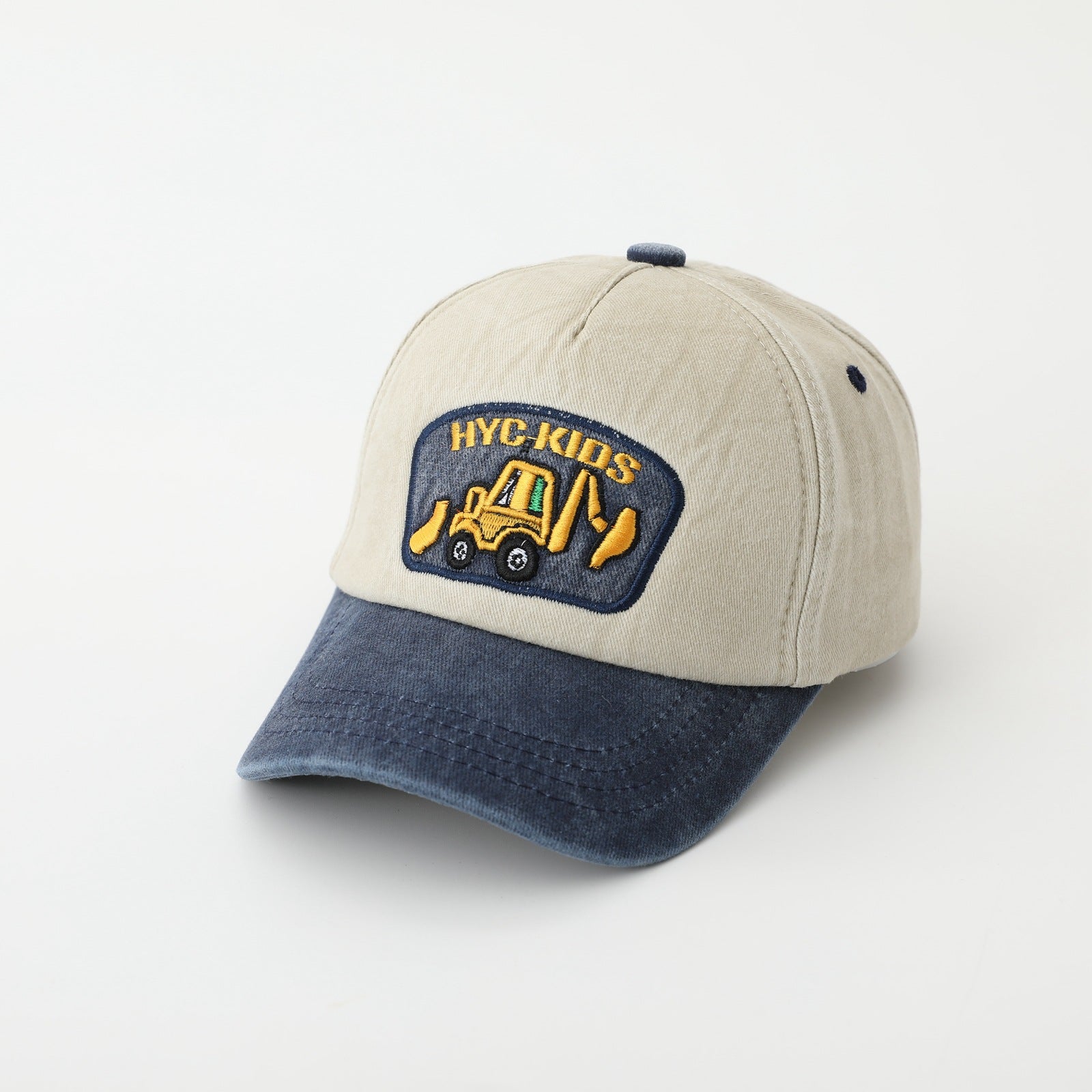 Cartoon Excavator Washed Baseball Cap