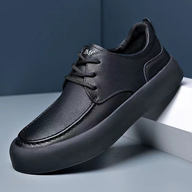 Casual Shoes Fashion Lace-up Shoes Lightweight Platform Leather Breathable Leather Shoes
