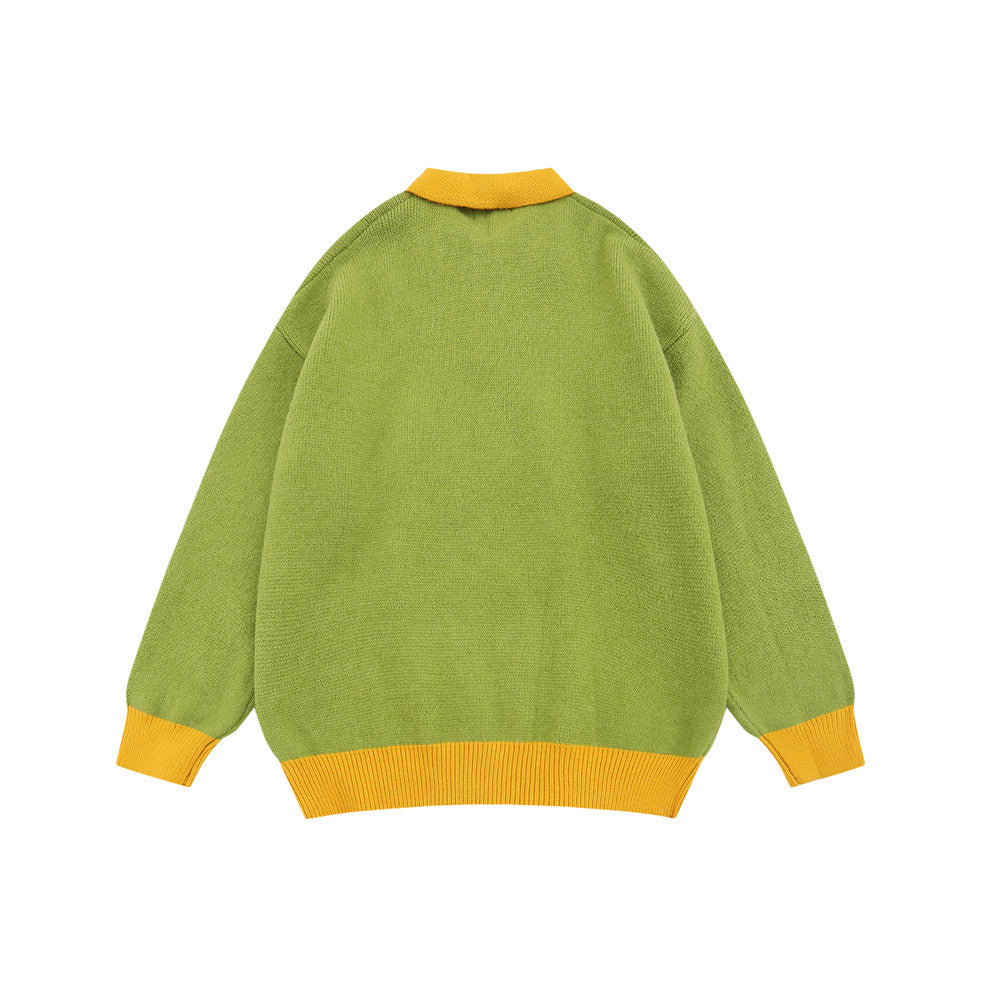 Cartoon Embroidered Knitwear Pullover Men