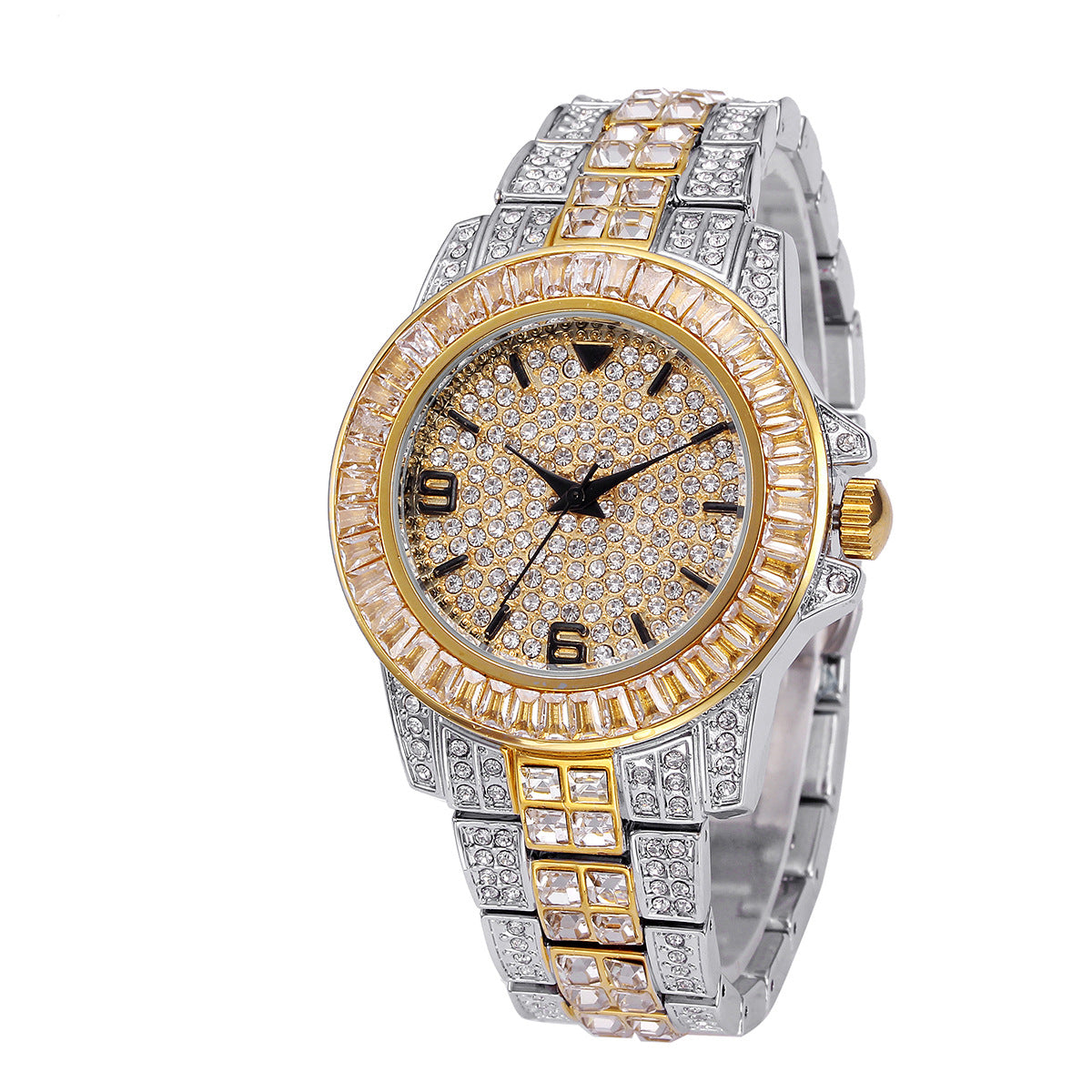 Stainless steel waterproof full diamond watch