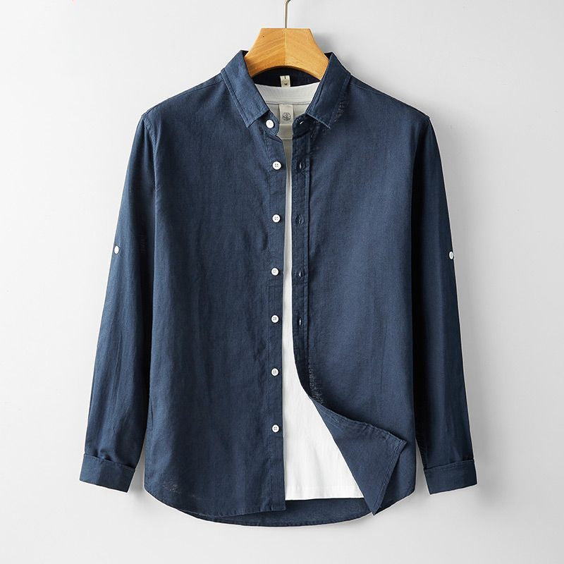 Men's Cotton And Linen Casual Long Sleeve Shirt