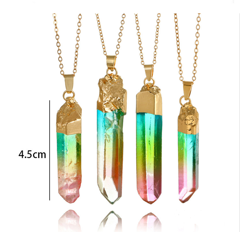 Cylindrical Mixed Color Crystal Necklace