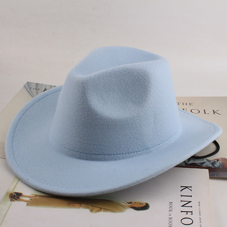 European And American Style Woolen Cowboy Hat Men's Lady Couple Ethnic Style Curling