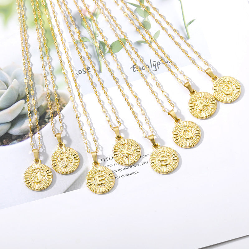 Capital English Letter Disc Necklace Women And Men