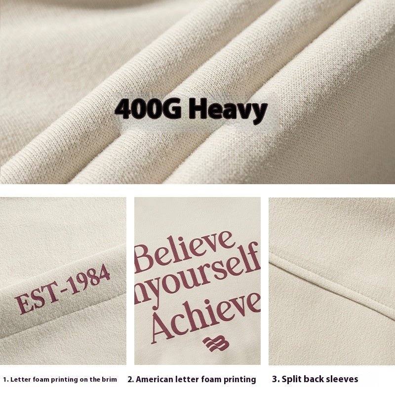 American Retro Hooded Sweater Men's Autumn Puff Print Coat